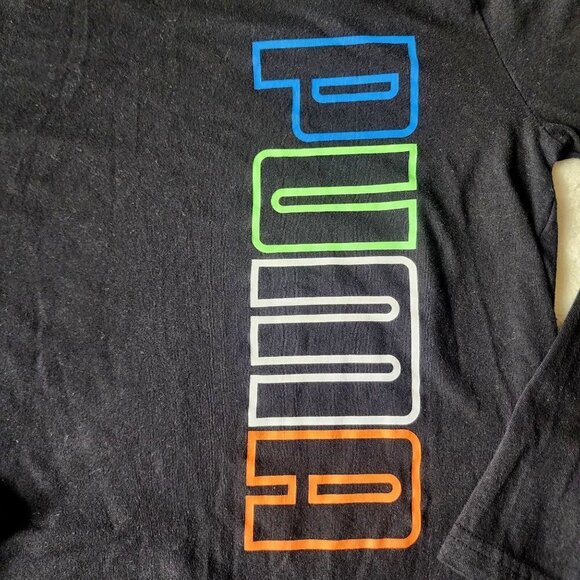 PUMA 100% Cotton Basic Long Sleeve Tee Logo Black Youth Kids Large (14-16) - Picture 2 of 6